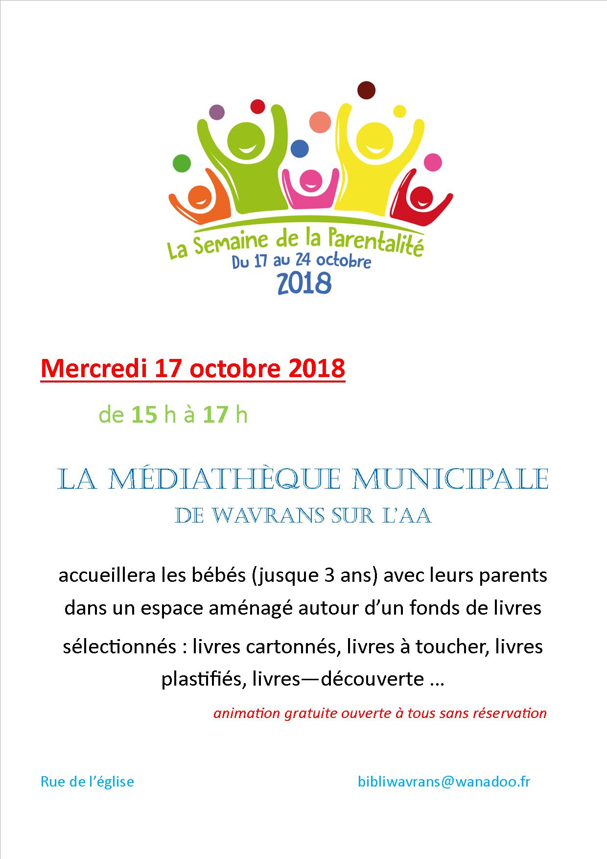 MEDIATHEQUE 2018 Affiche semaine parentalité